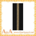 wholesale real shining gold metal zipper long chain y teeth with black tape suitable quality for slap-up market